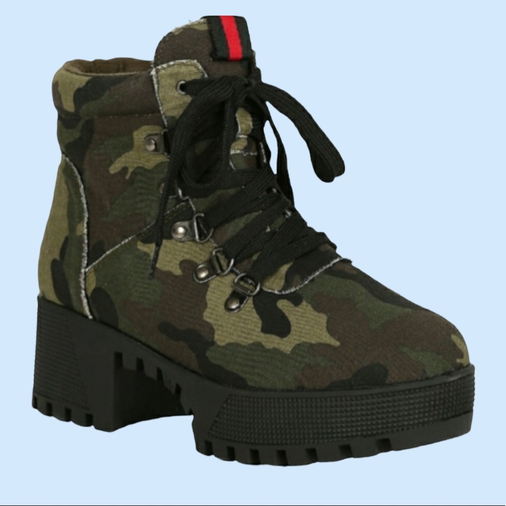 Pazzle Commander Combat Camouflage Rubber Lug Sole Boots - Picture 1 of 12